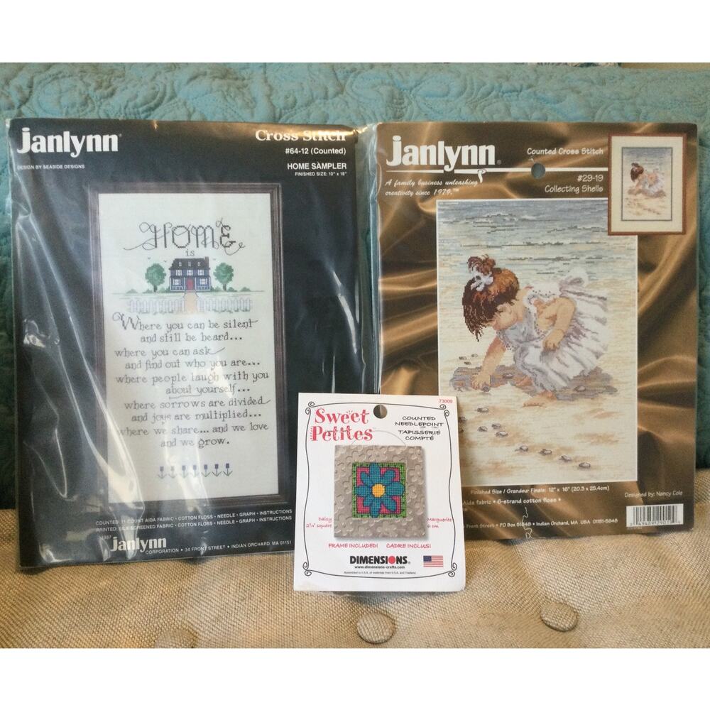 Vintage Cross Stitch Kit Lot of 3 Janlynn NEW SEALED